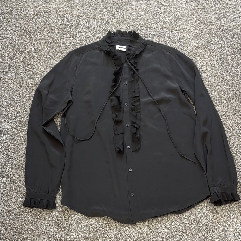 Zadig & Voltaire Black Ruffle Blouse